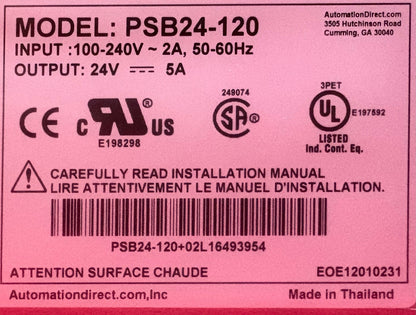 RHINO POWER SUPPLY PSB24-120 24VDC 5A