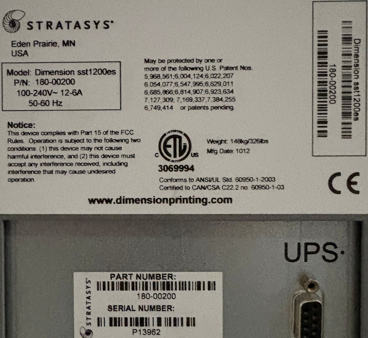 LOT OF 2 PARTS OR REPAIR STRATASYS DIMENSION SST 1200es INDUSTRIAL 3D PRINTER