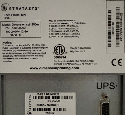 LOT OF 2 PARTS OR REPAIR STRATASYS DIMENSION SST 1200es INDUSTRIAL 3D PRINTER