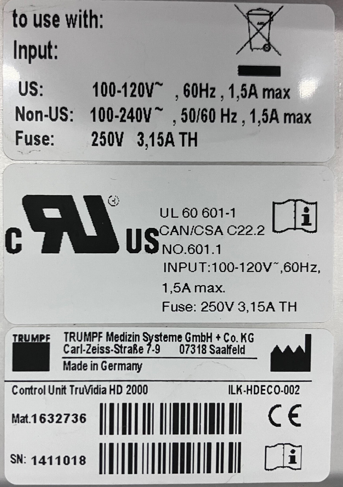 TRUMPF TRUVIDIA HD 2000 STEUEREINHEIT, 1411018, VIDEOCONTROLLER