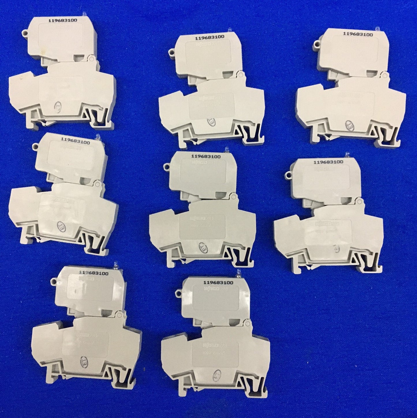 1 LOT QTY OF 8 WAGO 281-611/281-418 281611281418 2-CONDUCTOR FUSE TERMINAL BLOCK