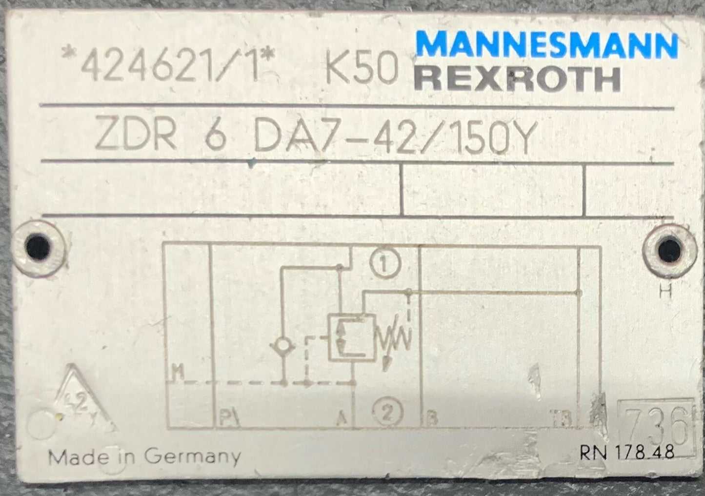 Réducteur de pression hydraulique Rexroth K50 ZDR 6 DA7-42/150Y 424621/1*