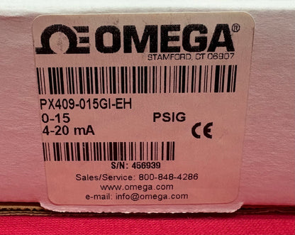 OMEGA PX409-015GI-EH HIGH ACCURACY PRESSURE TRANSDUCER 0-15 PSIG,4-20mA,+_0.05%