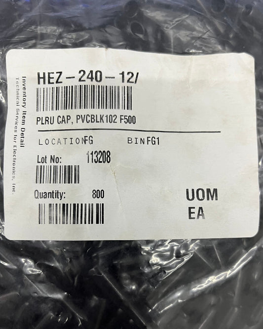 CAPLUGS BLACK PVC PLASTIC HEZ-240-12/ PLRU CAP (PACK OF 800) NEW OPEN BOX