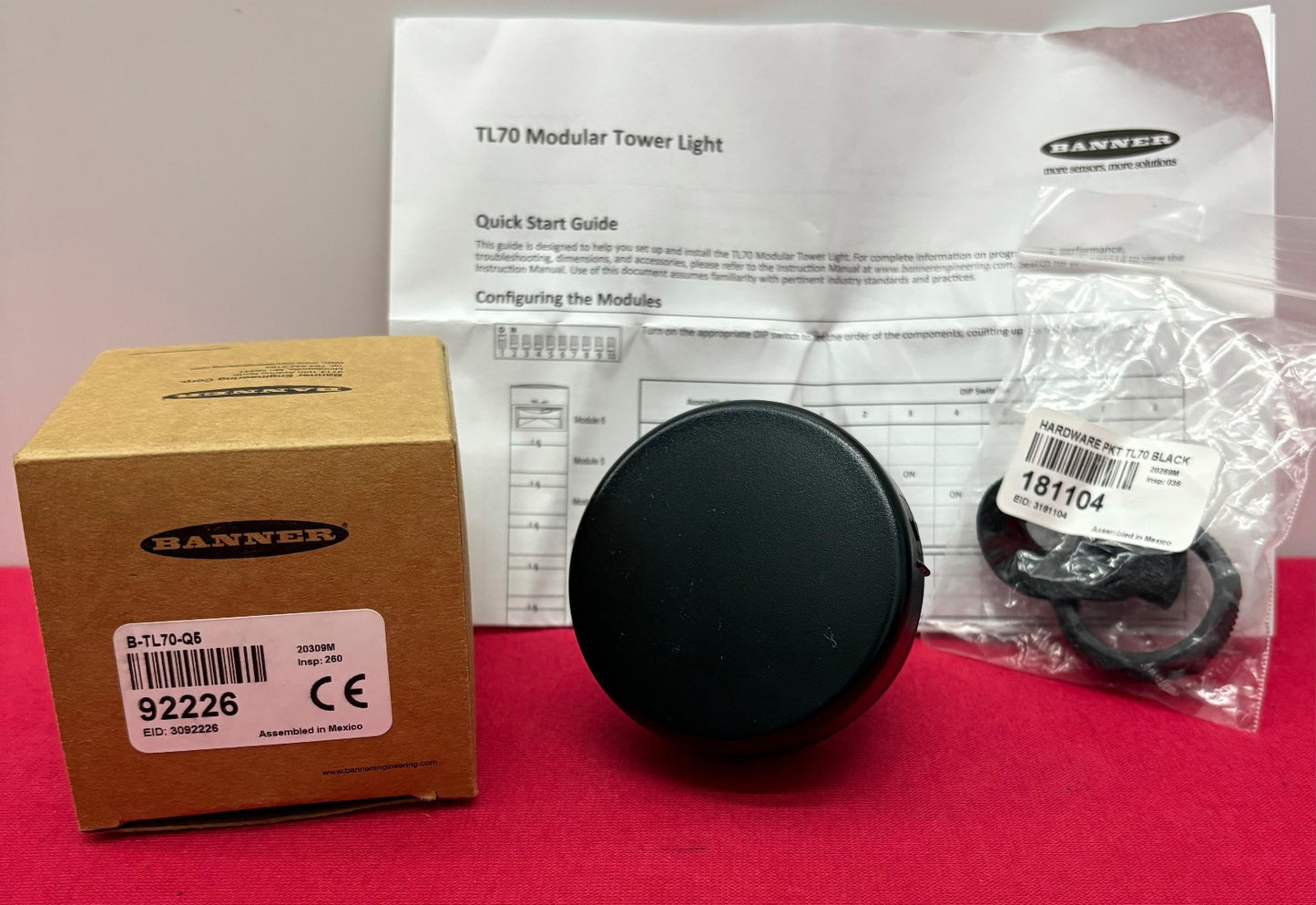 BANNER B-TL70-Q5 MODULAR TOWER LIGHT & CAP EID 3092226 92226