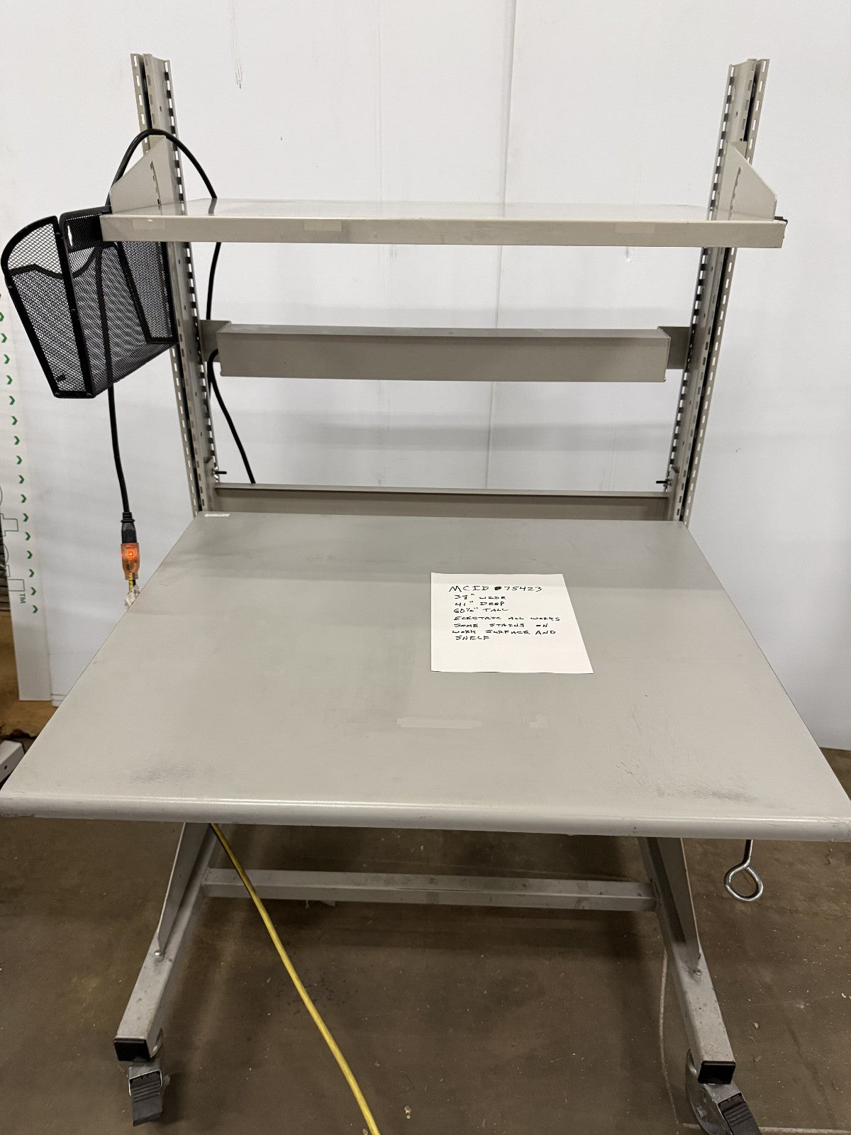 LISTA 38" W X 41" D X 60 1/2" TALL WORKBENCH / TABLE ON WHEELS / SHELVES
