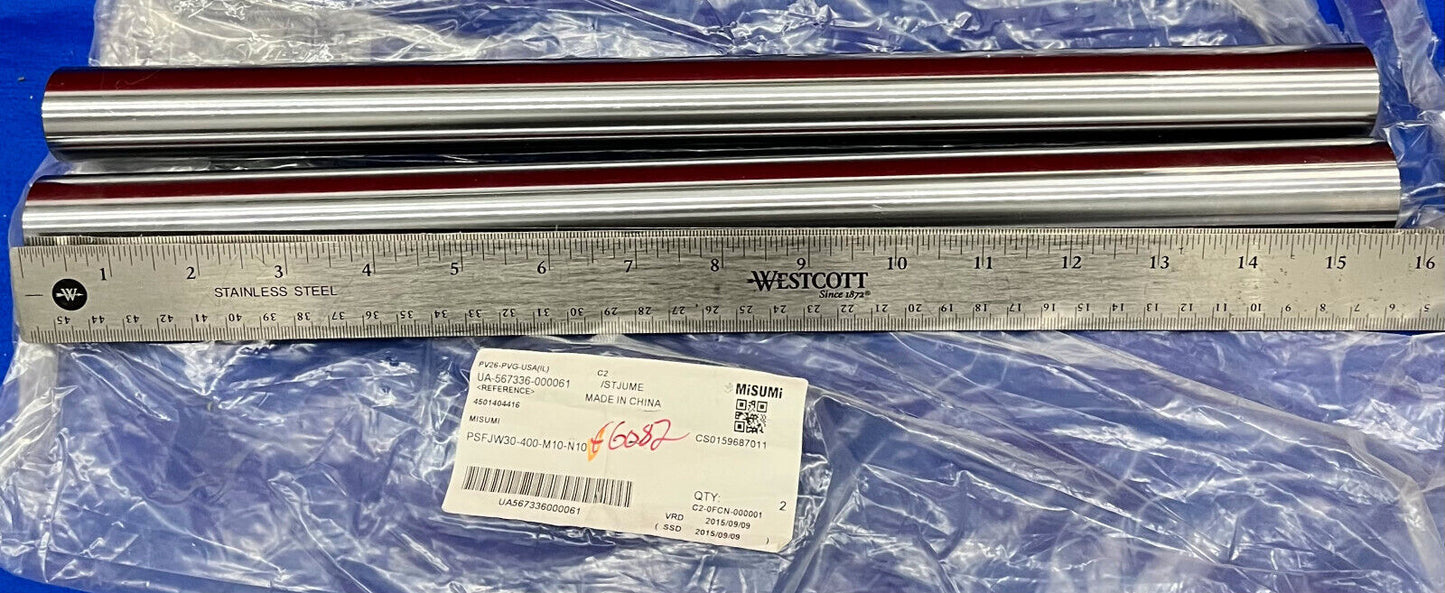 1 PAQUET DE 2 - ARBRE LINÉAIRE MISUMI PSFJW30-400-M10-N10 DEUX EXTRÉMITÉS TARAUDÉES