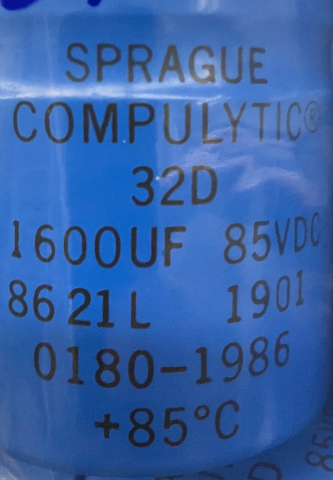 SPRAGUE COMPLULYTIC® 32D コンデンサ、1600UF 85VDC、8621L 1901、HP 1080-1986 ロット 5