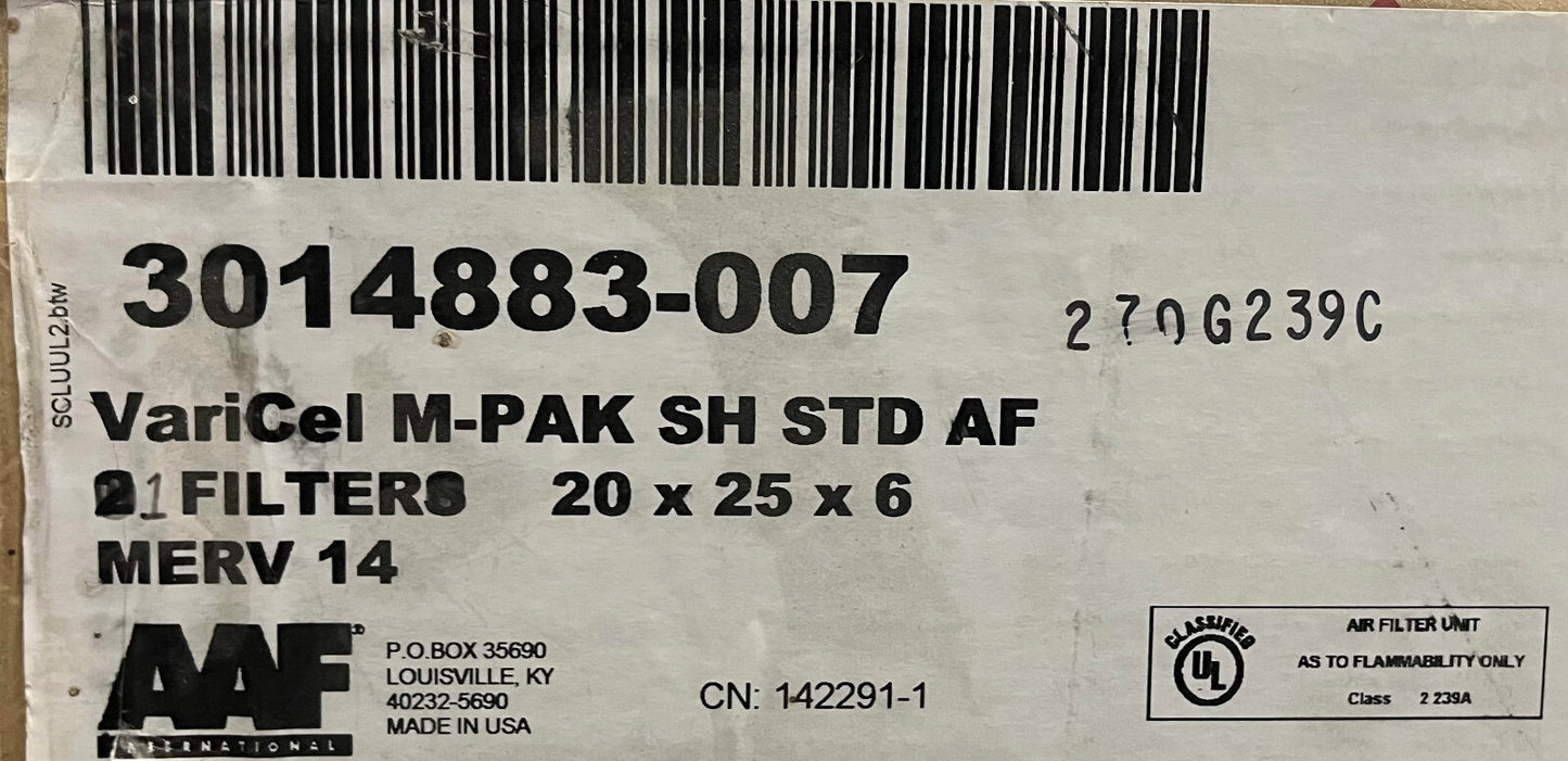 AAF® VARICEL M-PAK® 3014883-007 20”x25”x 6” MERV 14 VARICEL M-PAK - CANT. 1 FILTRO
