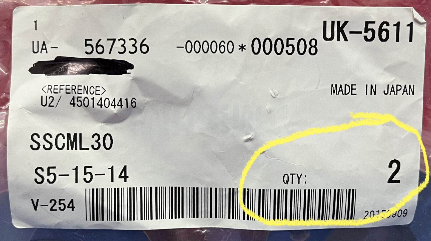 1 PAQUETE DE CANTIDAD 2 - CASQUILLO SIN LLAVE PARA COLLAR DE EJE MISUMI SSCML30 