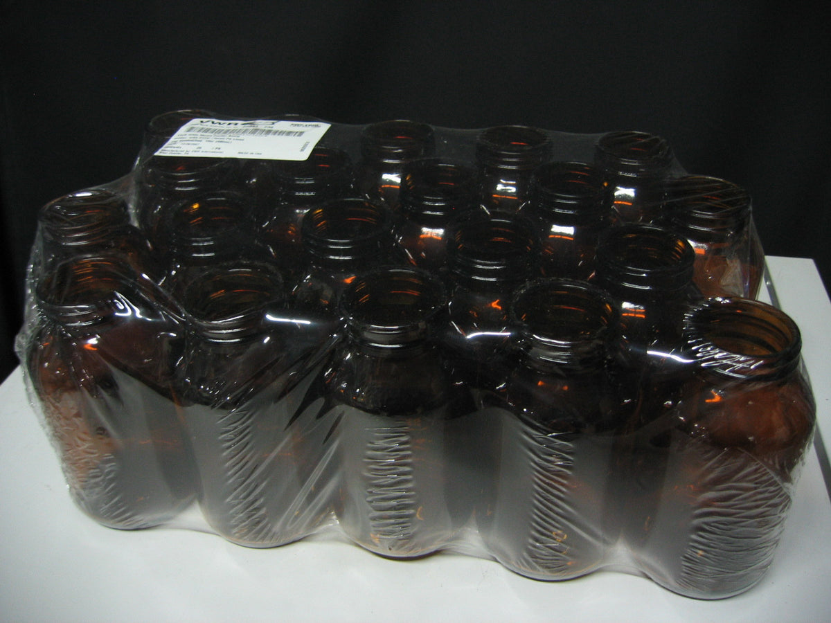VWR 89043-238 WIDE MOUTH AMBER PACKER BOTTLES 16 OZ OUNCES AMBER (NO LIDS)
