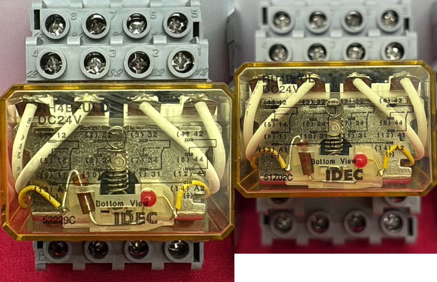 IDEC RELAY RH4B-UL D DC24V  w/ BASE SH4B-05C 300V 10A - 1 LOT QTY 4