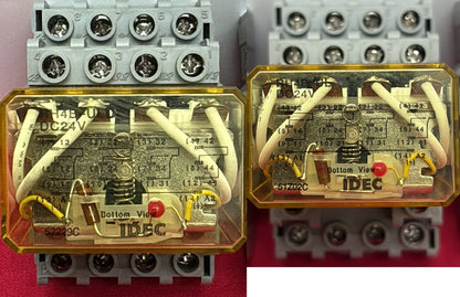 IDEC RELAY RH4B-UL D DC24V  w/ BASE SH4B-05C 300V 10A - 1 LOT QTY 4