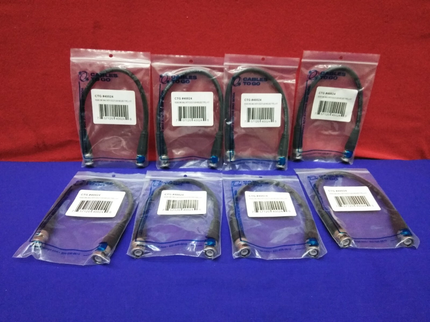LOTTO DI 8 CAVI PER ANDARE CTG#40024 RG-59-COAXL/W/QUICK DISCONNESSIONI 