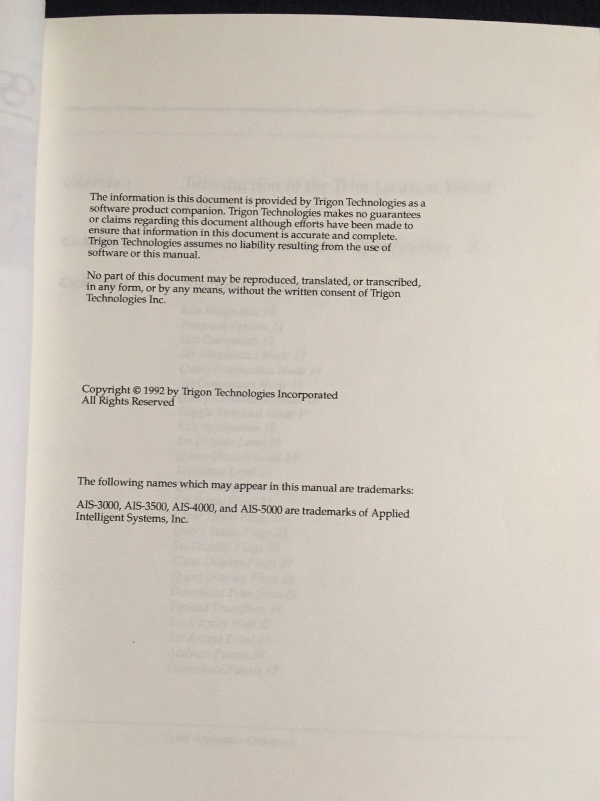 TRIGON TRIM LOCATION SYSTEM SERIAL PORT INTERFACE VER 2.1 MANUAL