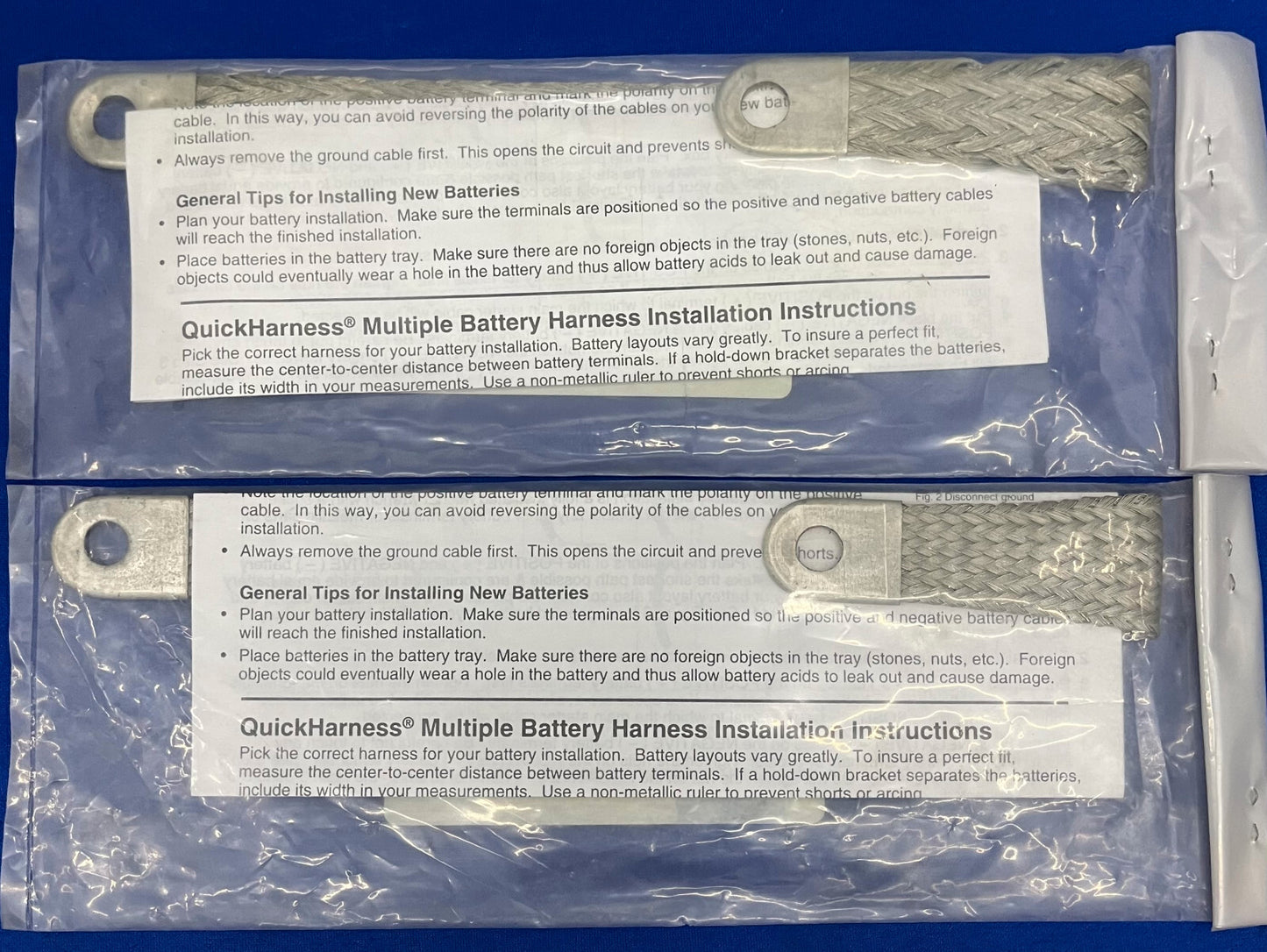 QUICK CABLE ®  4 GA BRAIDED GROUND STRAP 7403-001 LUG-TO -LUG 13” LONG - QTY 2