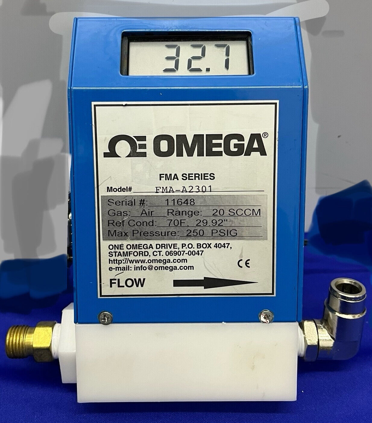 MEDIDOR DE FLUJO MÁSICO SERIE FMA FMA-A2301 DE OMEGA ® ENGINEERING - SIN CABLE DE ALIMENTACIÓN