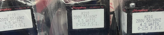 1 LOT - HUMPHREY M310 SOLENOÏDEKLEP - AANTAL 2 - 120V EN AANTAL 4 - 200V