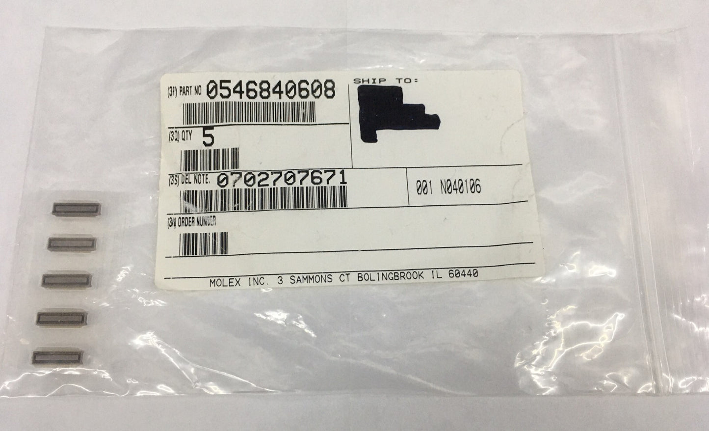 1 paquet de 5 prises carte à carte SlimStack MOLEX 0546840608/546840608