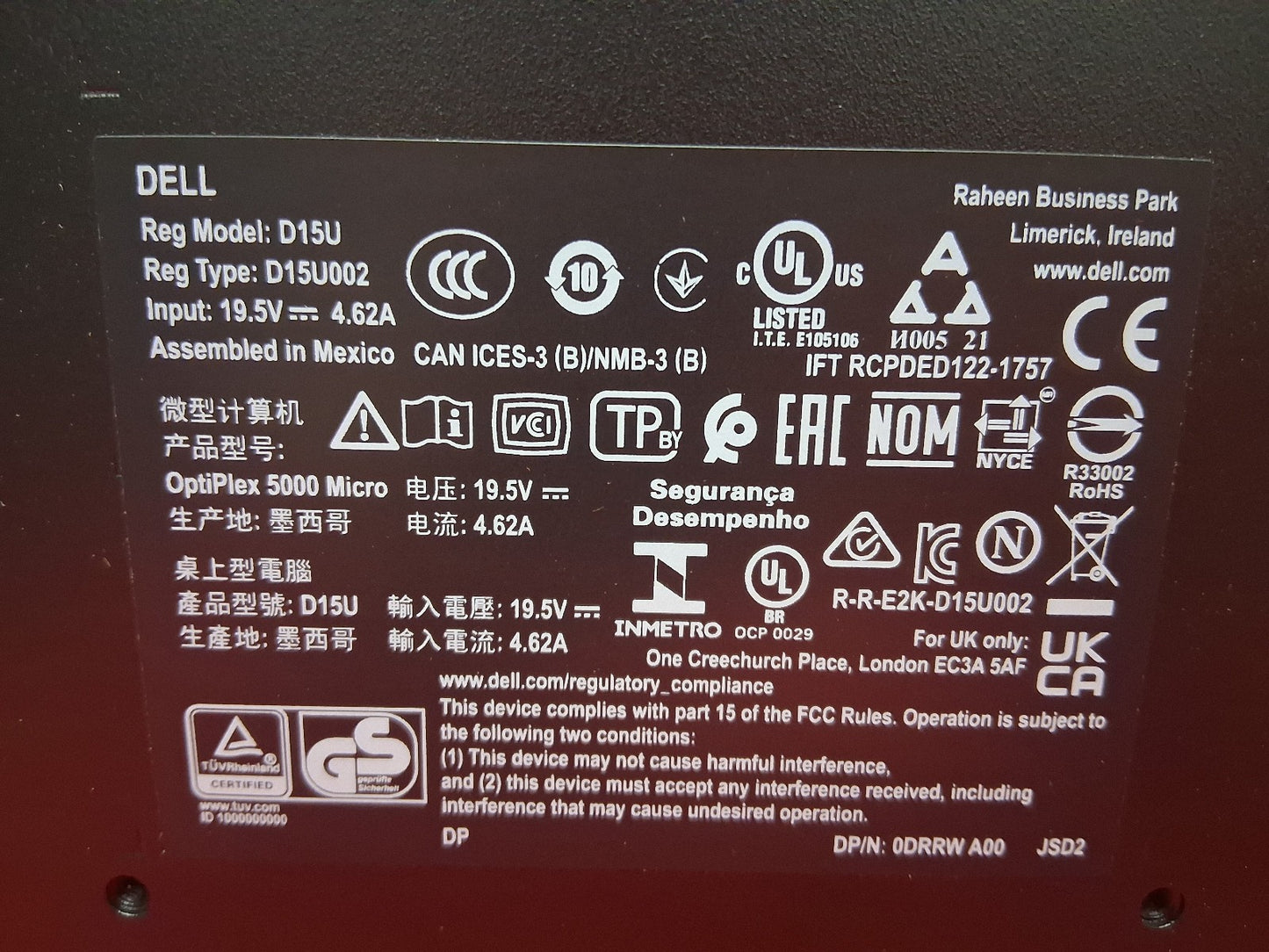 DELL D15U OPTIPLEX 5000 MICRO COMPUTER DESKTOP NEW OPEN BOX