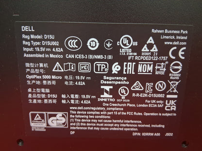 DELL D15U OPTIPLEX 5000 MICRO COMPUTER DESKTOP NEW OPEN BOX