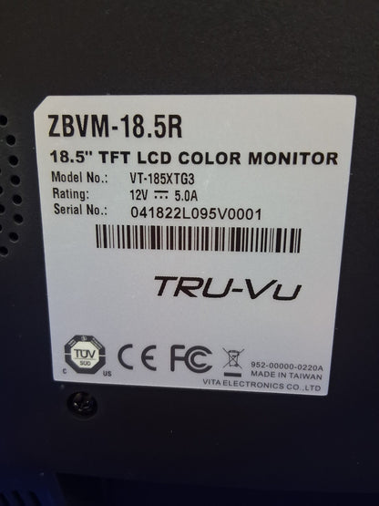 TRU-VU ZBVM-18.5R VT-185XTGA 18.5" TFT LCD COLOR MONITOR NEW OPEN BOX