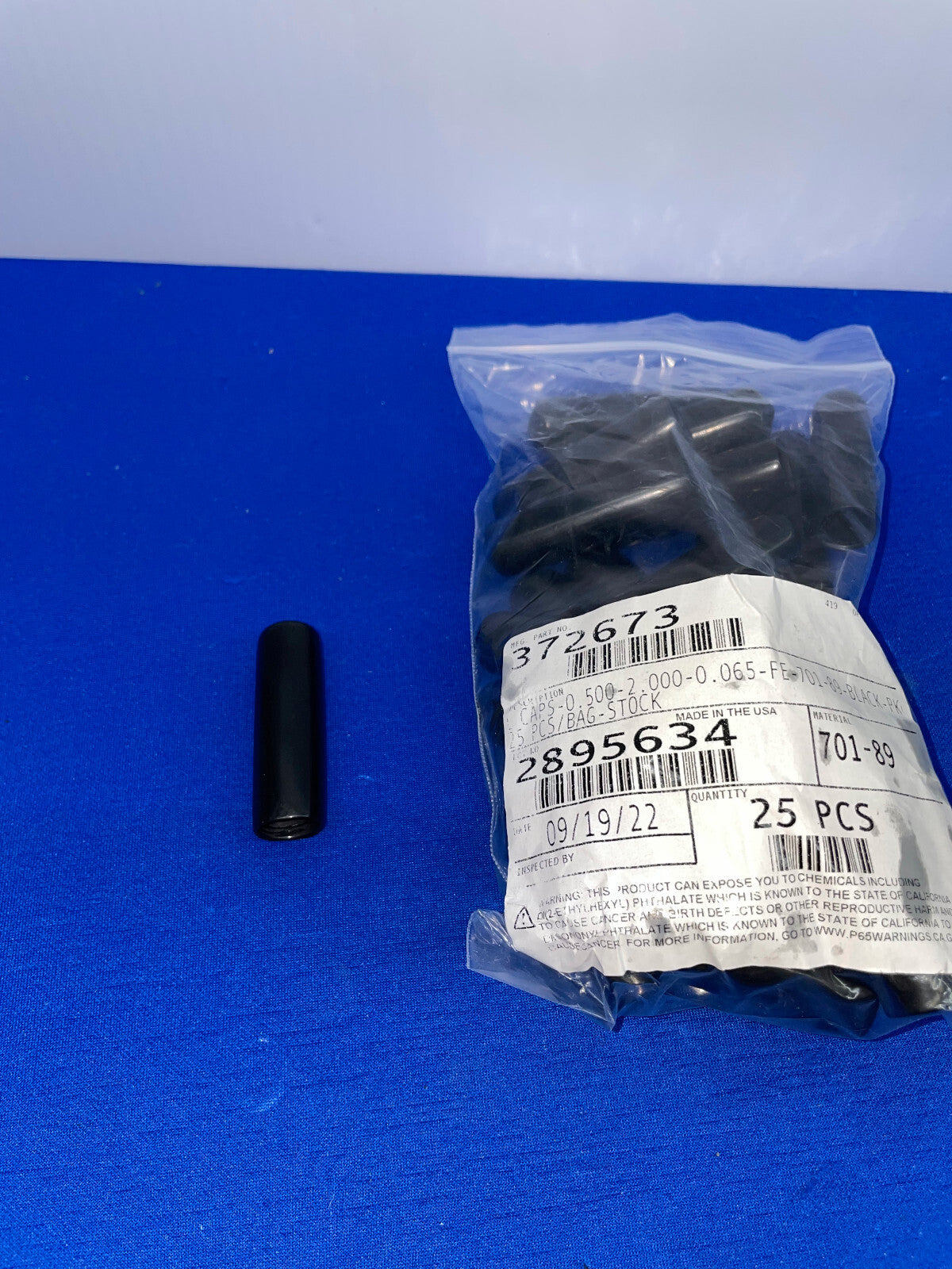 MFG P/N 372673 L CAPS RONDE FLEXFIT GRIP CAPS, 0,500 ID X 2" LANG - 1 VERPAKKING AANTAL 25