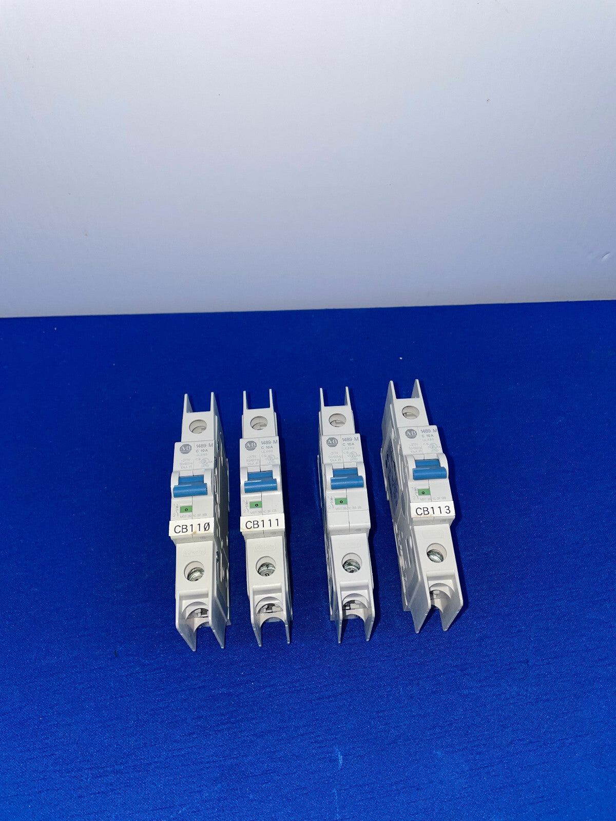 AB, 1489-M C 10A, DIN MOUNT, 1 POLE UNIT CIRCUIT BREAKER, SELLING AS 1 'LOT OF 4