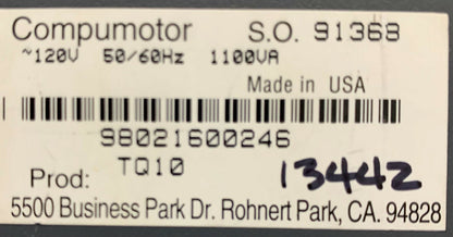 Parker Automation TQ10 Compumotor SO 91358 120V 50/60Hz 1100VA