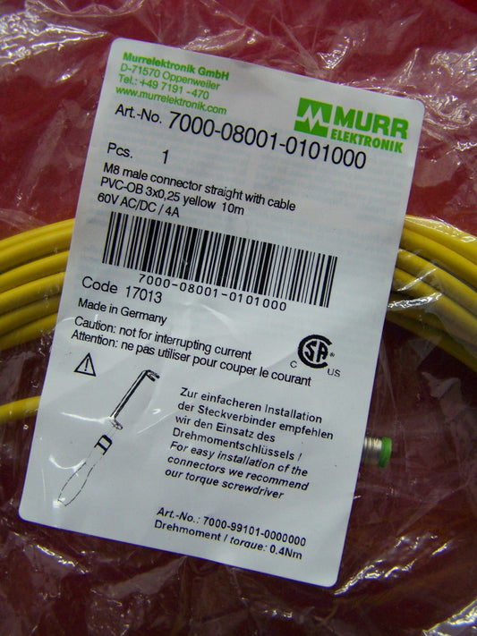 MURR ELEKTRONIK 7000-08001-0101000 M8 オスコネクタ ストレート ケーブル付き