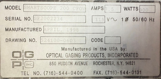 OGP OPTICAL GAGING PRODUCT SMARTSCOPE 200 CFOV MEASURING SCOPE FOR PARTS/REPAIR