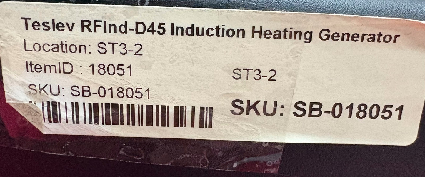TESLEV RF-IND45 INDUCTION HEATING GENERATOR 18051 ST3-2 SKU SB-018051  FOR PARTS