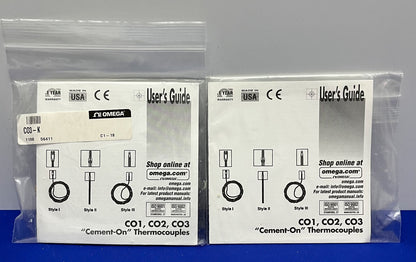 OMEGA CO3-K „ZUM AUFKLEBEN“ THERMOELEMENTE „OBERFLÄCHENMONTAGE“ 30 GAGE ​​– 1 LOT MIT 2