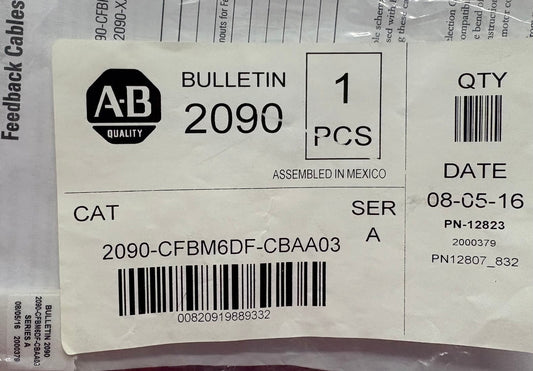 AB ALLEN BRADLEY 2090CFBM6DF-CBAA03 SER A POWER & FEEDBACK CABLE 2090 KINETIX