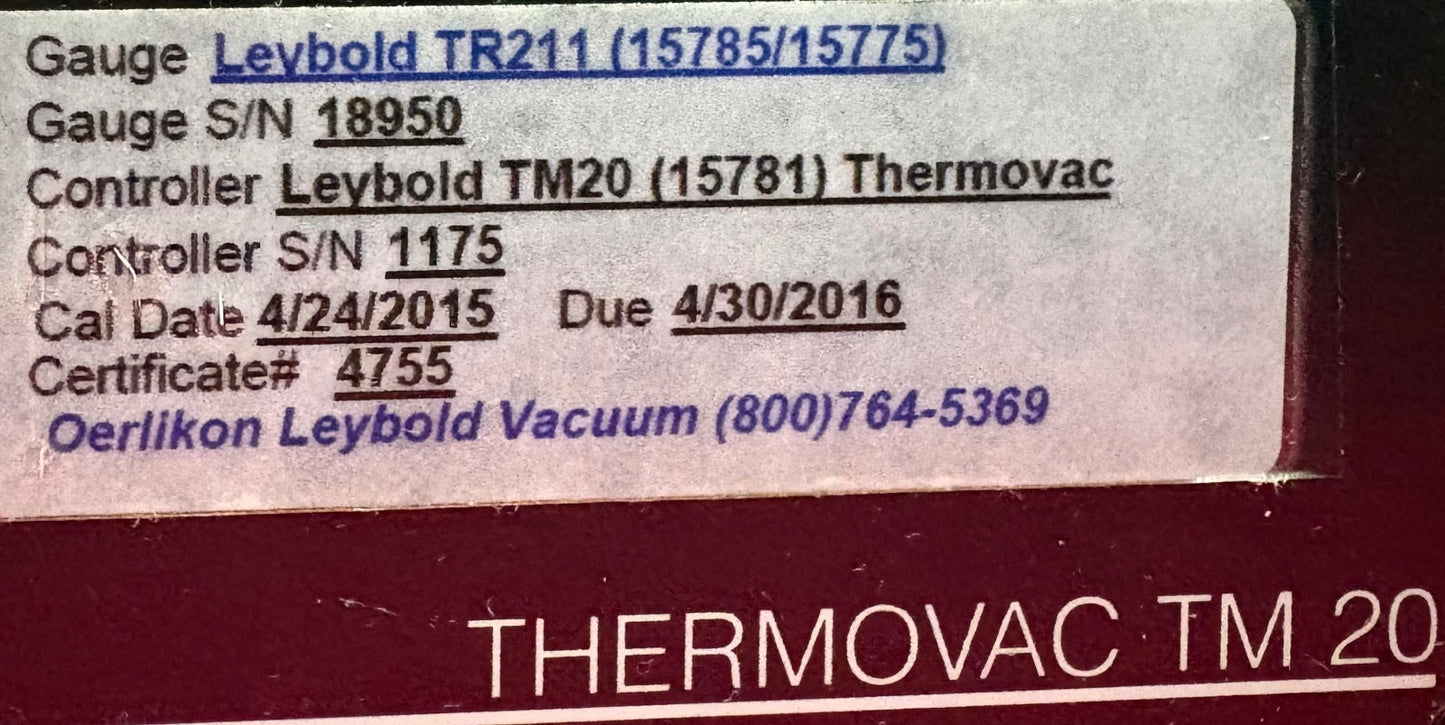 LEYBOLD THERMOVAC TM20 (15781) CONTROLLER VACUUM PUMP GAUGE QTY 2 - PARTS/REPAIR