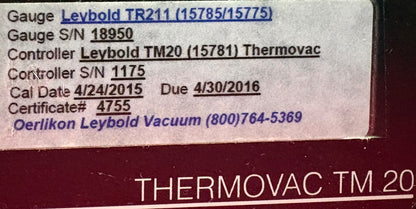 LEYBOLD THERMOVAC TM20 (15781) CONTROLLER VACUUM PUMP GAUGE QTY 2 - PARTS/REPAIR