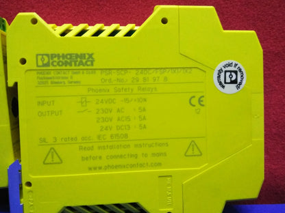 CANTIDAD 2 - RELÉS DE SEGURIDAD PSR-SCP-24DC/FSP/1X1/1X2 DE PHOENIX CONTACT