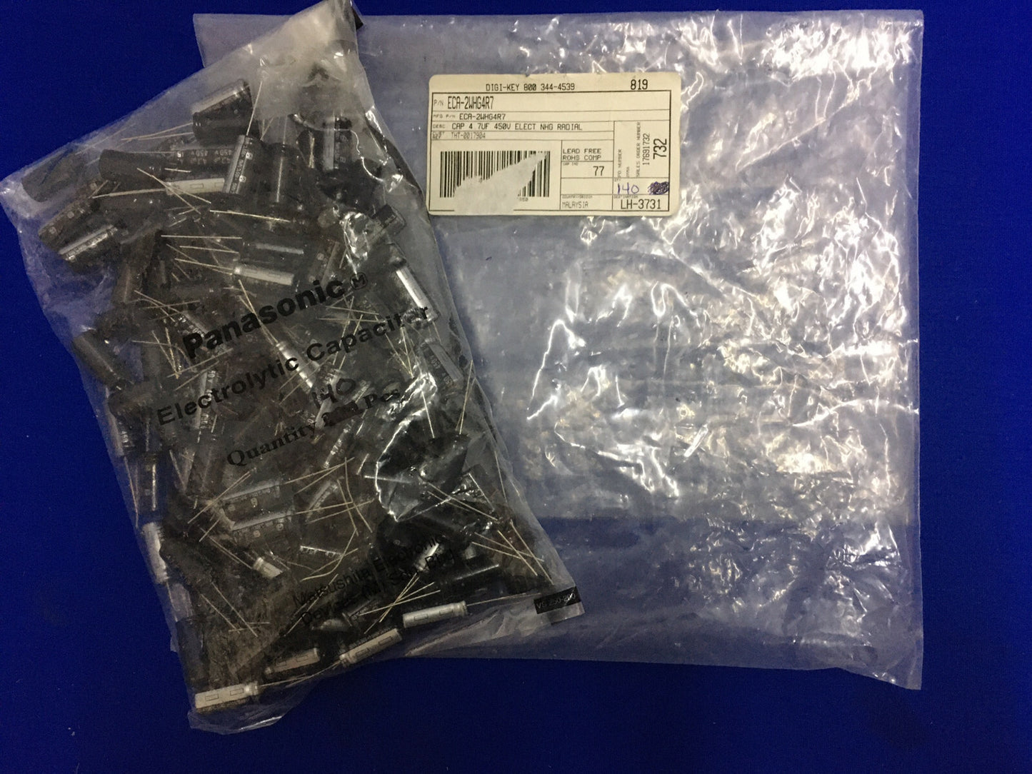 1 VERPAKKING MET 140 - PANASONIC/DIGI-KEY ECA-2WHG4R7 ELEKTROLYTISCHE CONDENSATOREN