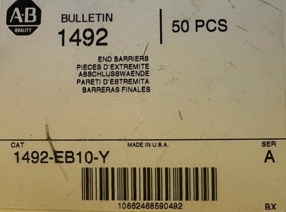 Allen Bradley / AB TERMINAL END BARRIER 1492-EB10-Y SER. A - 1 BOX QTY 50