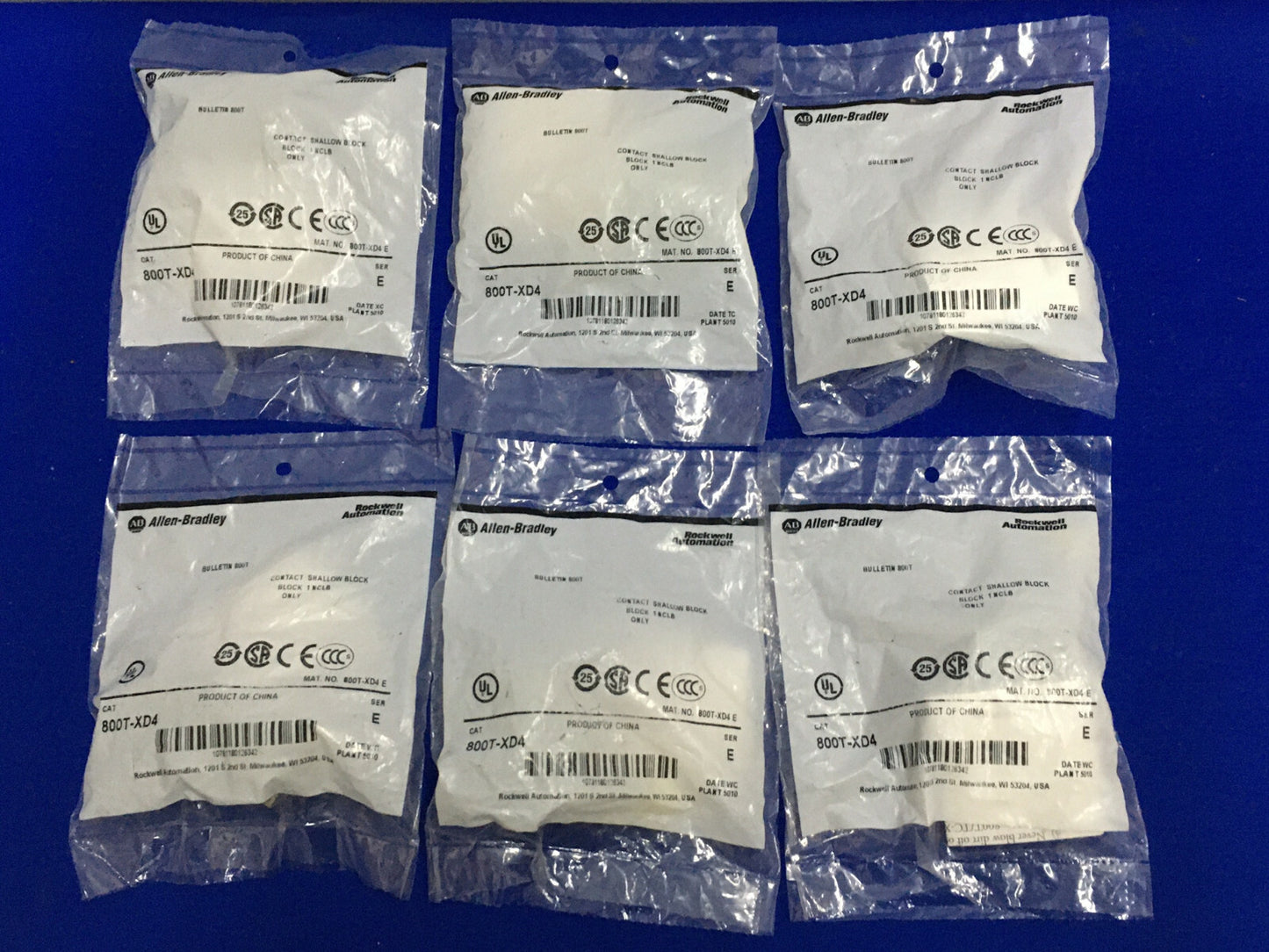 数量 6 - Allen-Bradley Allen Bradley AB 800T-XD4 コンタクト シャロー ブロック