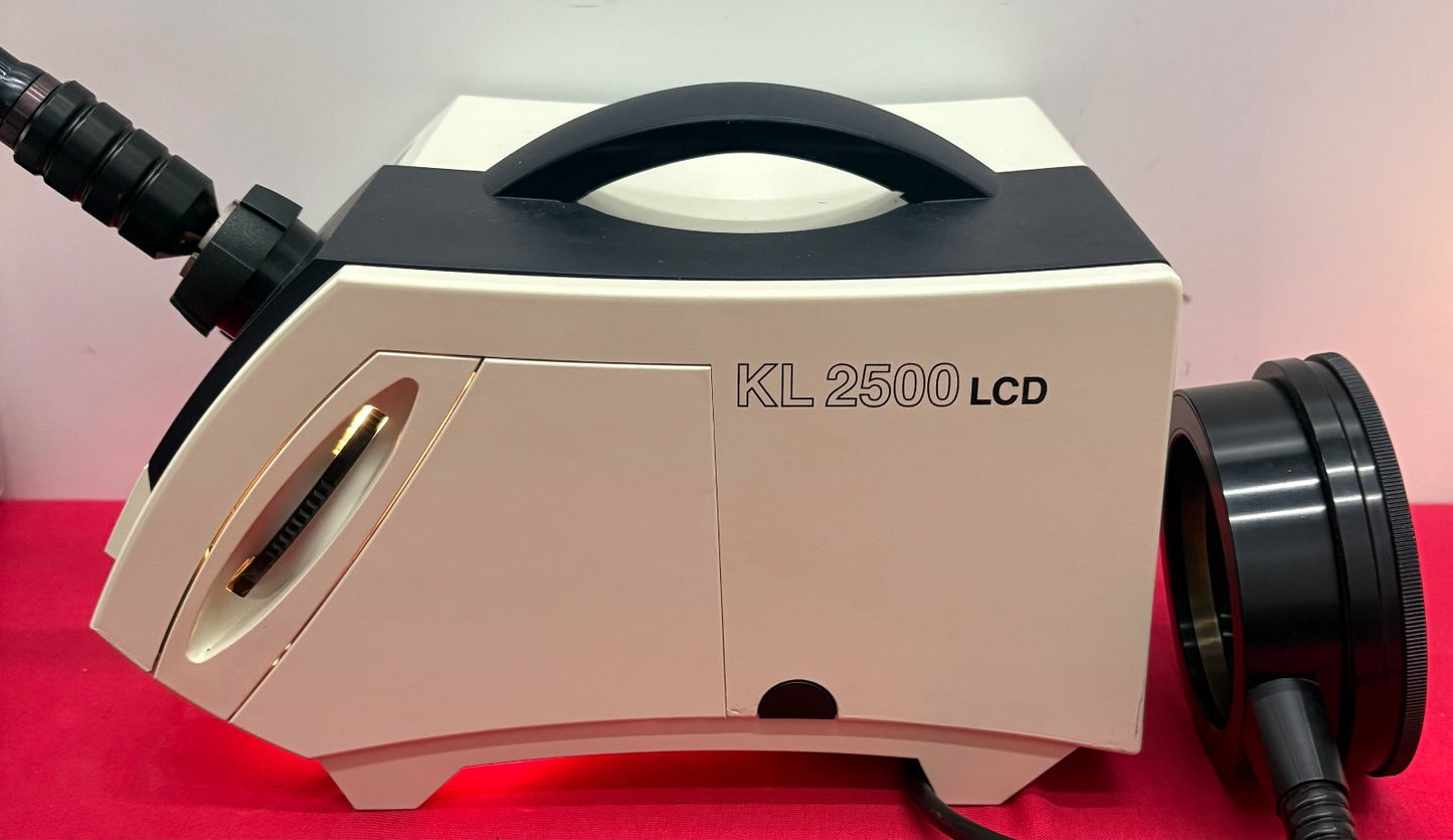 SCHOTT LEICA KL2500 LCD LIGHT SOURCE w/ NO BRAND RING-LIGHT FOR MICROSCOPE