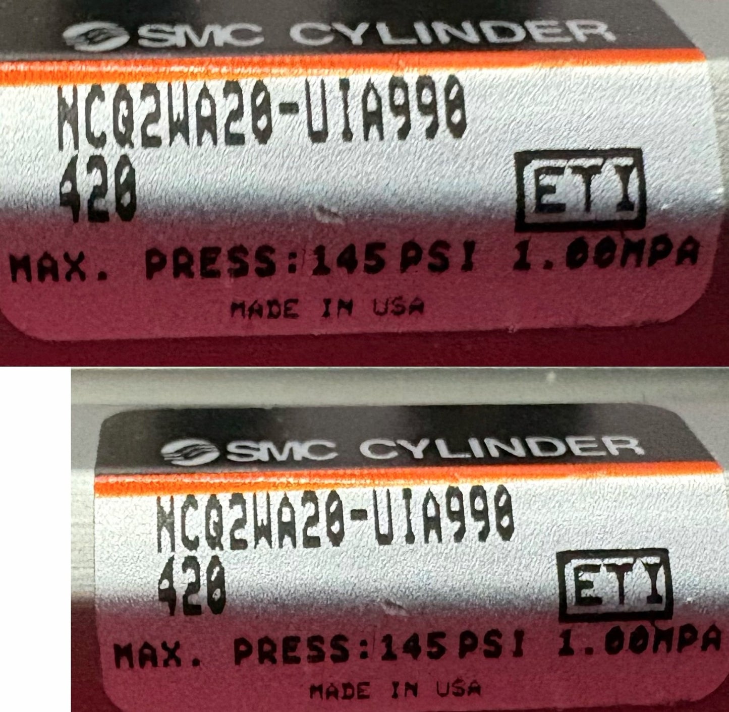 SMC NC2WA20-UIA9904 COMPACT PNEUMATIC CYLINDER SELLING AS '1 LOT' - SEE PICTURES