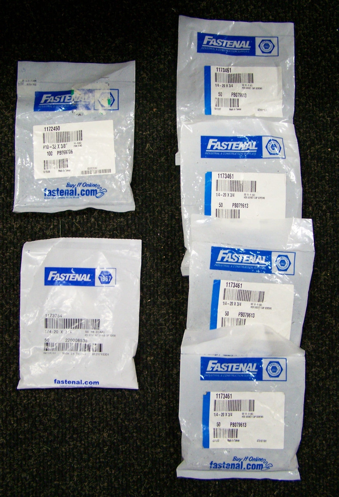 TORNILLOS DE FIJACIÓN '1 LOTE' - 1 PAQUETE 1173754 / 4 PAQUETES 1173461 / 1 PAQUETE 1172450