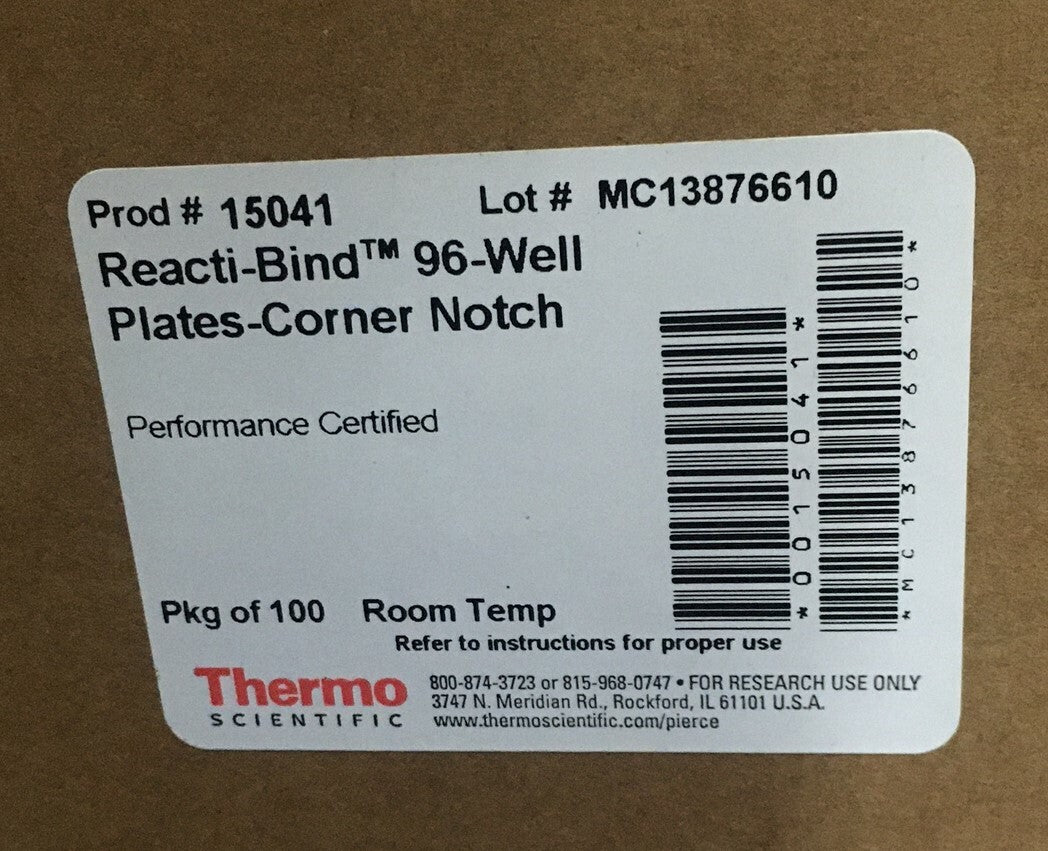 PLAQUES 96 PUITS THERMO SCIENTIFIC 15041 REACTI-BIND™ - ENCOCHE D'ANGLE