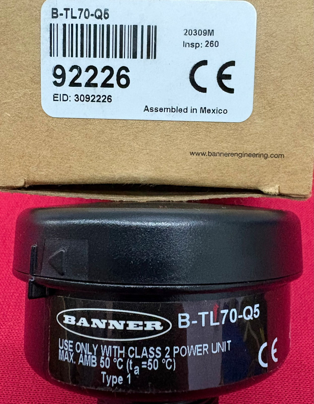 BANNER B-TL70-Q5 MODULAR TOWER LIGHT & CAP EID 3092226 92226