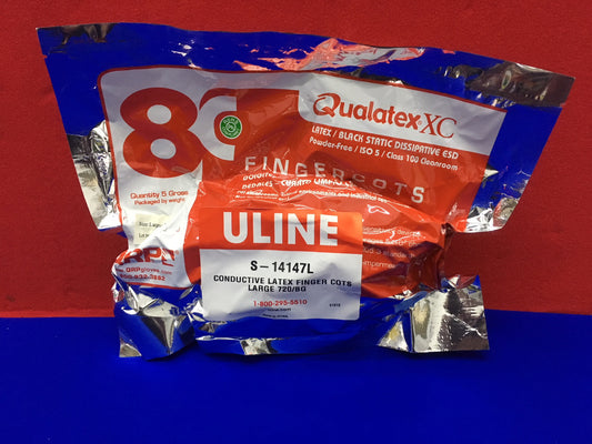 1 PAKKET - ULINE S-14147L GELEIDENDE LATEX VINGERWATTEN GROOT 720/BG