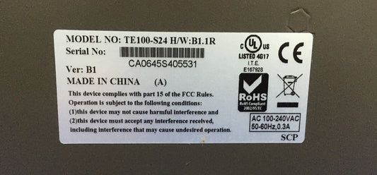 TRENDNET TE100-S24 H/W:B1.1R VER B1 COMMUTATEUR ETHERNET RAPIDE TE100-S24