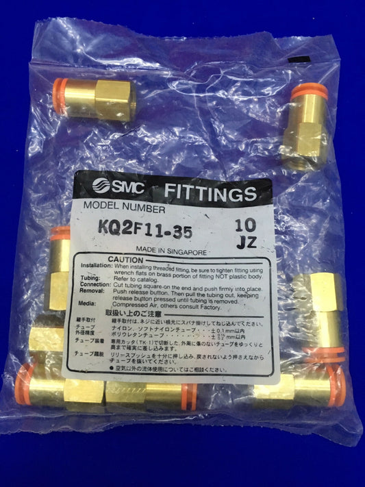 1 PAKKET SMC-KOPPELINGEN KQ2F11-35, VROUWELIJKE CONNECTOR AANTAL VAN 10 KOPPELINGEN