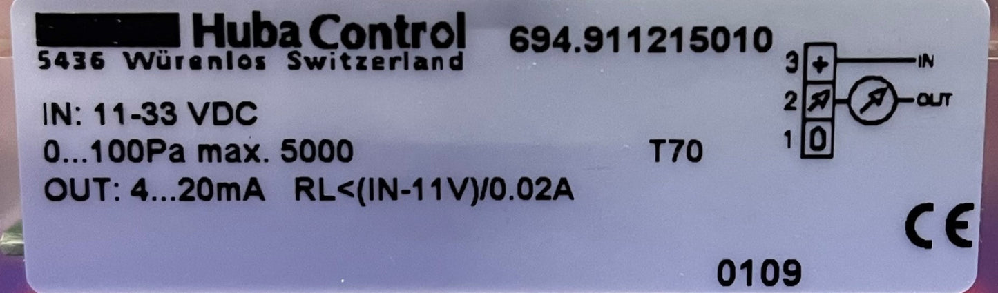 Trasmettitore di pressione relativa e differenziale Huba Control 694.911215010