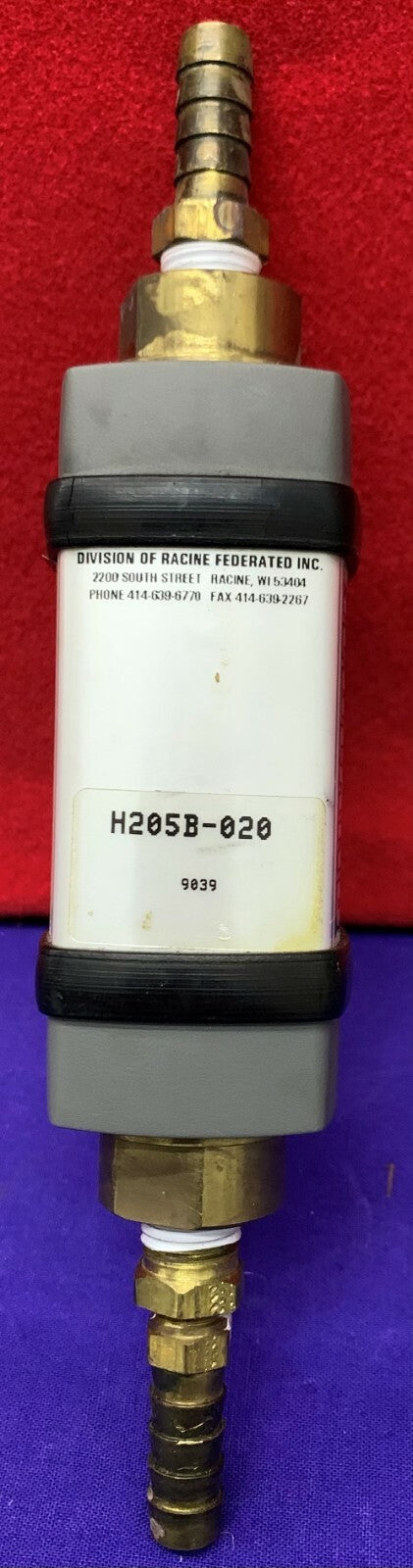 Débitmètre d'eau Hedland H205B-020 / 0,2-2,0 GPM / 1,0-0,5 LPM / 1/4 po en laiton 